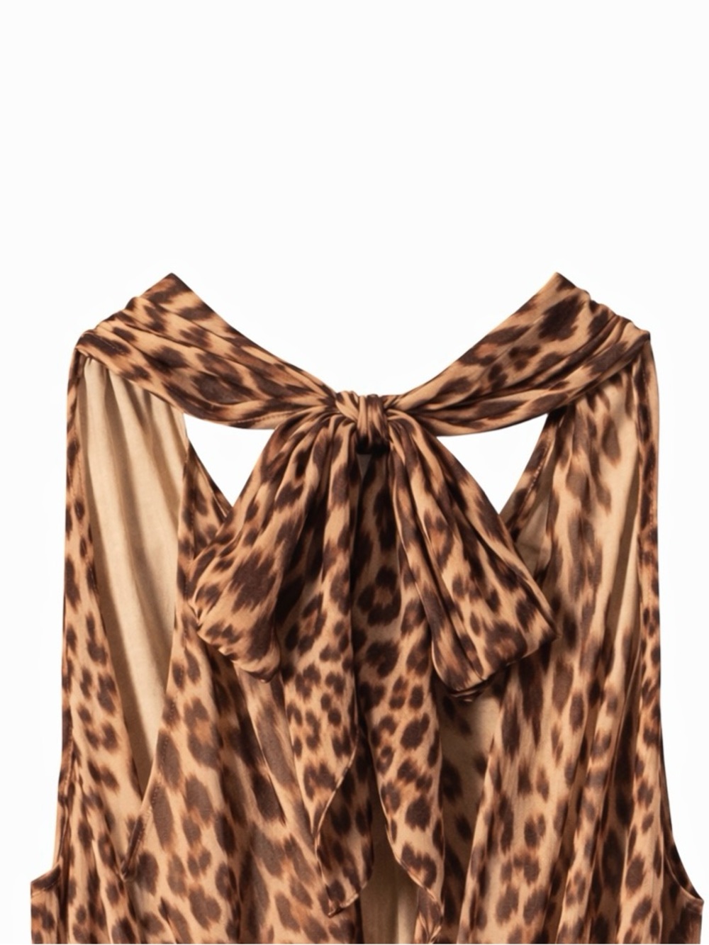 NWT Vince Camuto Leopard Halter Wide-Leg Jumpsuit - Bow Back Zip Lined Size M - Picture 4 of 11